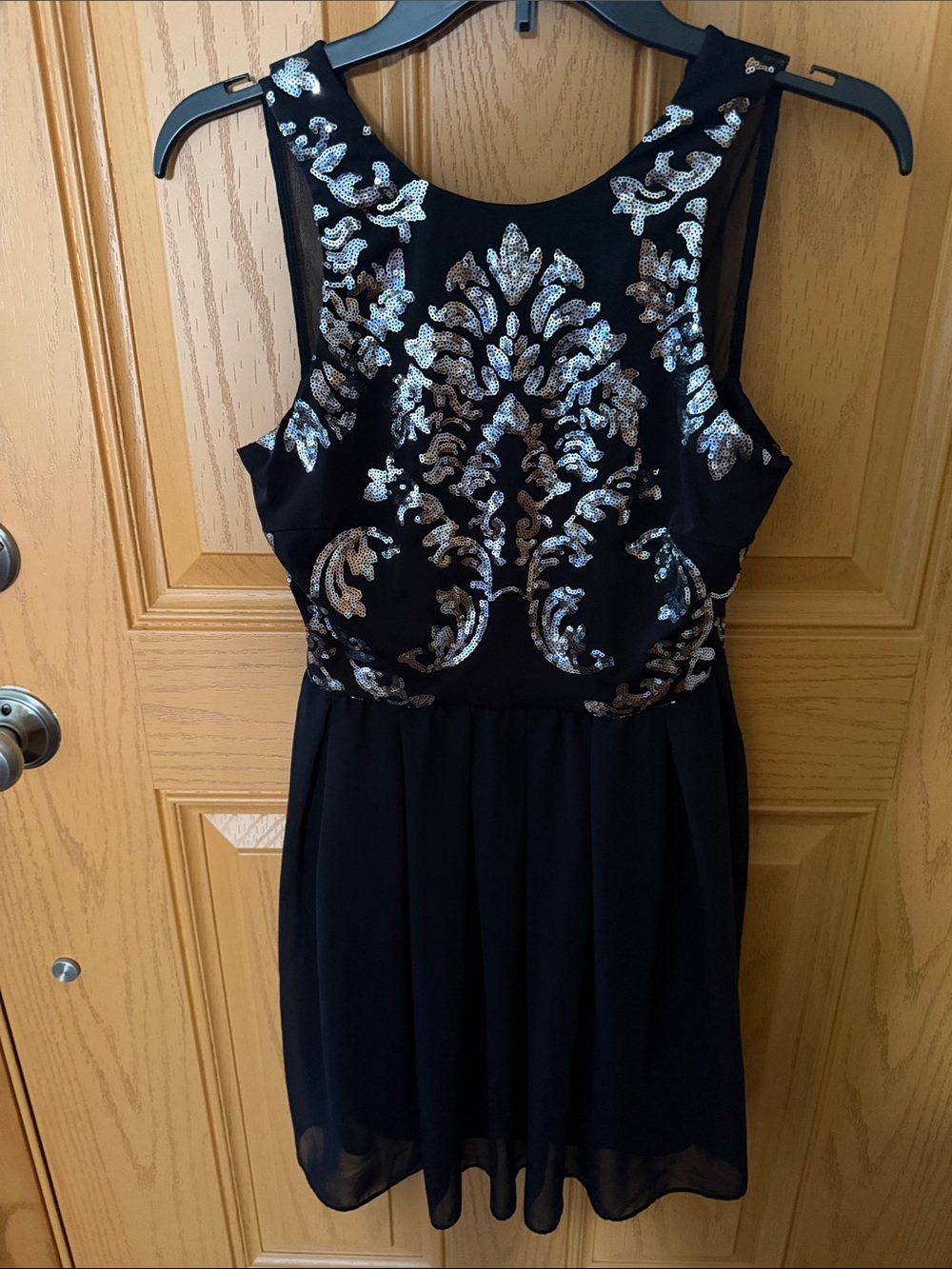 B. Darlin Black Mini Dress with Silver Sequin Embellishment